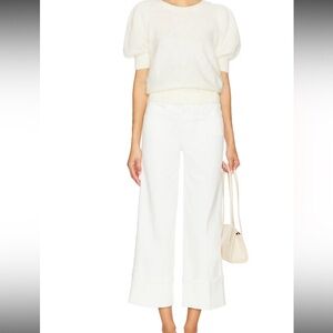 PAIGE White Cropped Wide-Leg Jeans